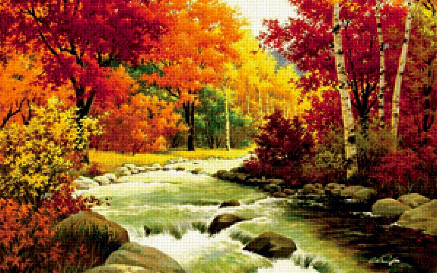 ручей в лесу - пейзаж, осень, ручей, природа - предпросмотр