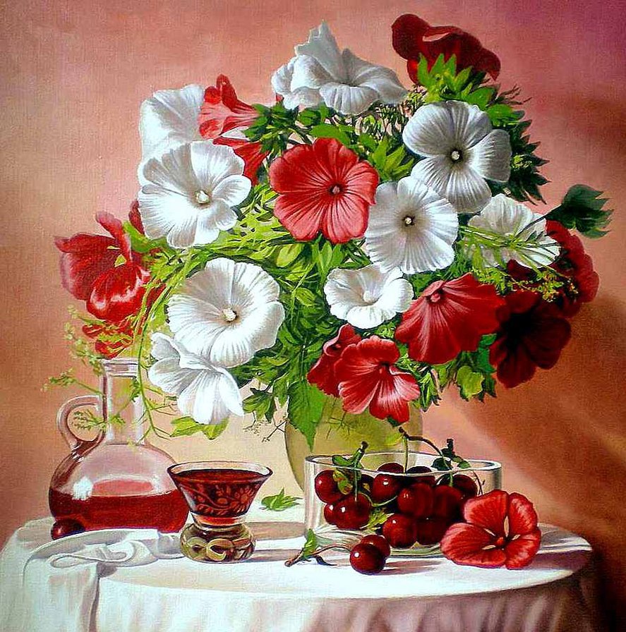 Натюрморт - цветы в вазе, натюрморт - оригинал