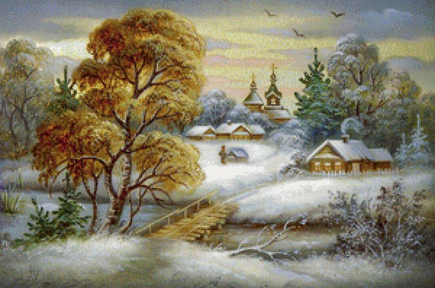Деревенский пейзаж - зима, природа, пейзаж - предпросмотр