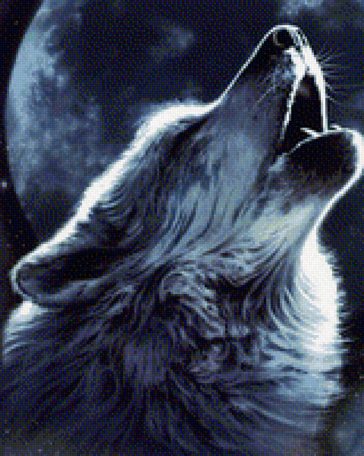 Воющий на луну - волк, луна - предпросмотр