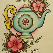 Оригинал схемы вышивки «Чайник с цветами» (№1154341)