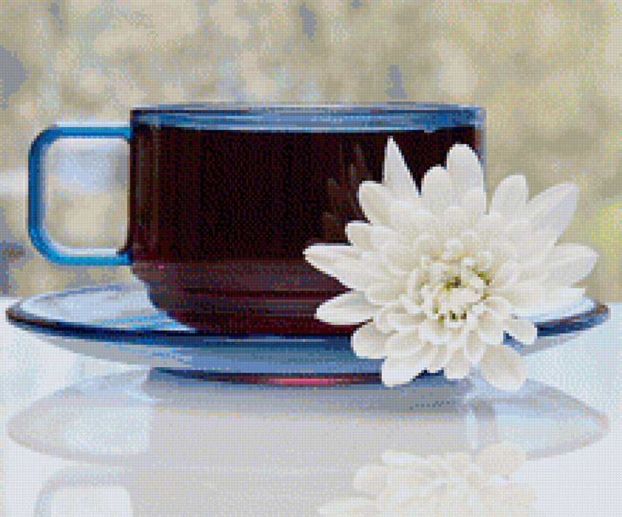 утренний чай - посуда., хризантема, чай, цветок - предпросмотр