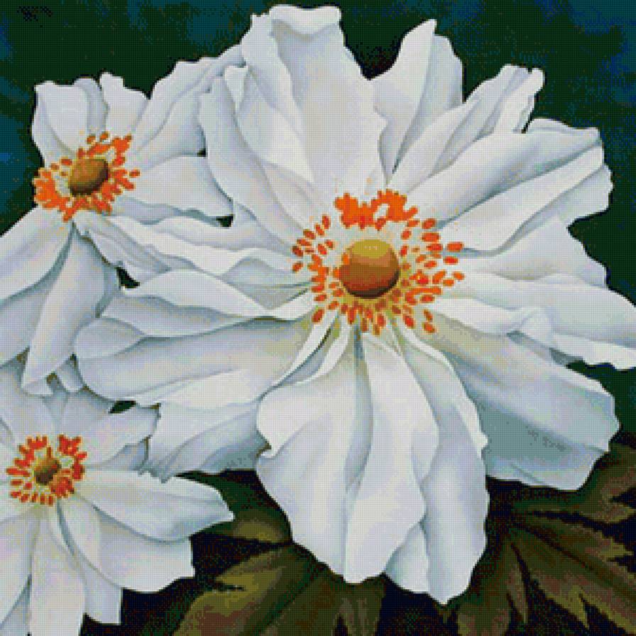 Подушка "Анемоны" - живопись, белые цветы, анемоны, подушка, цветы - предпросмотр