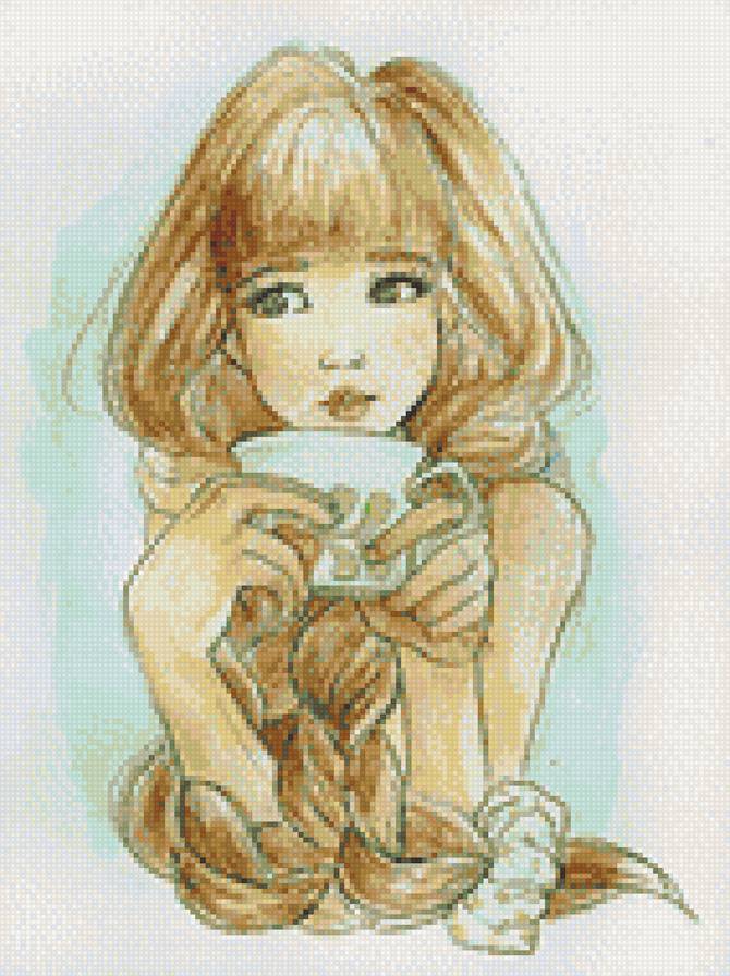 Девушка с чашкой чая - чай, девушка - предпросмотр