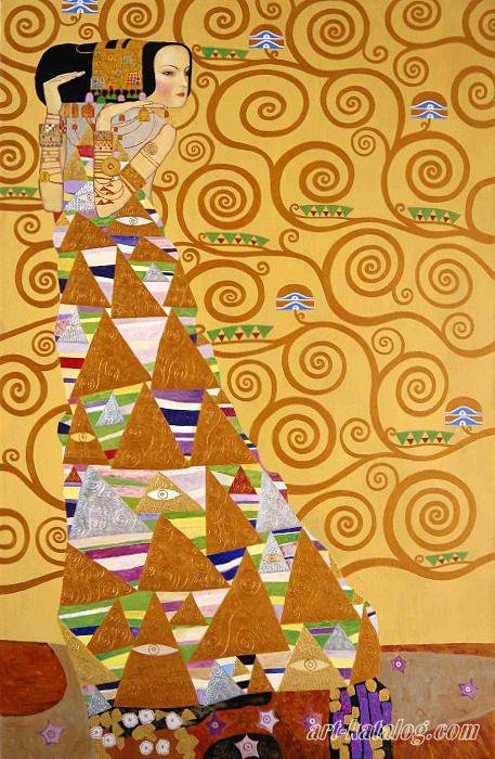 Густав Климт Ожидание - дерево жизни, климт, триптих - оригинал