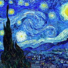 Оригинал схемы вышивки «Ван Гог Звездная ночь» (№1160105)