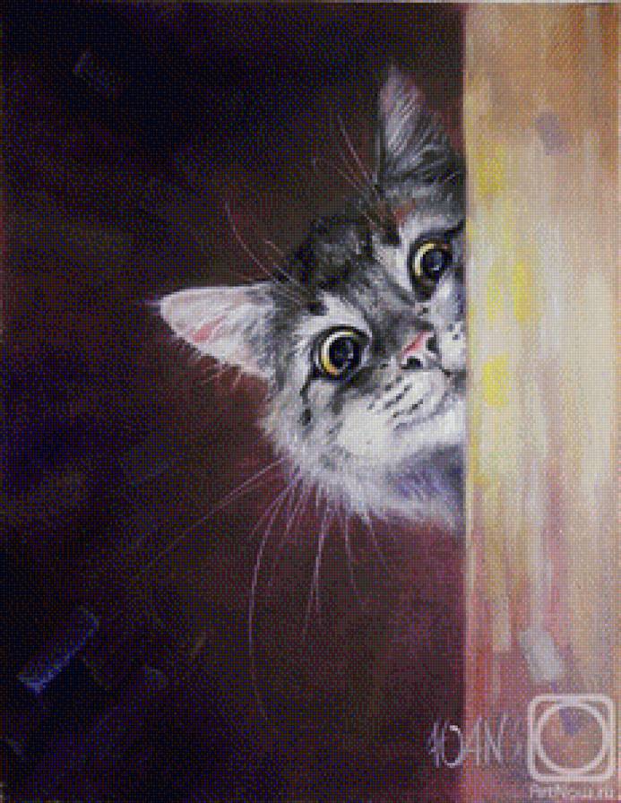 Любопытный котик (Юлия Неприятель) - кот, юлия неприятель, котик - предпросмотр