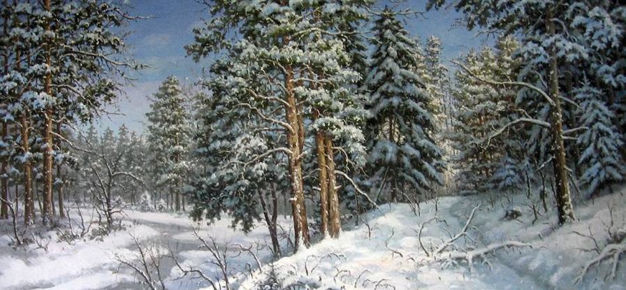 зимний пейзаж - зима, пейзаж, лес - оригинал