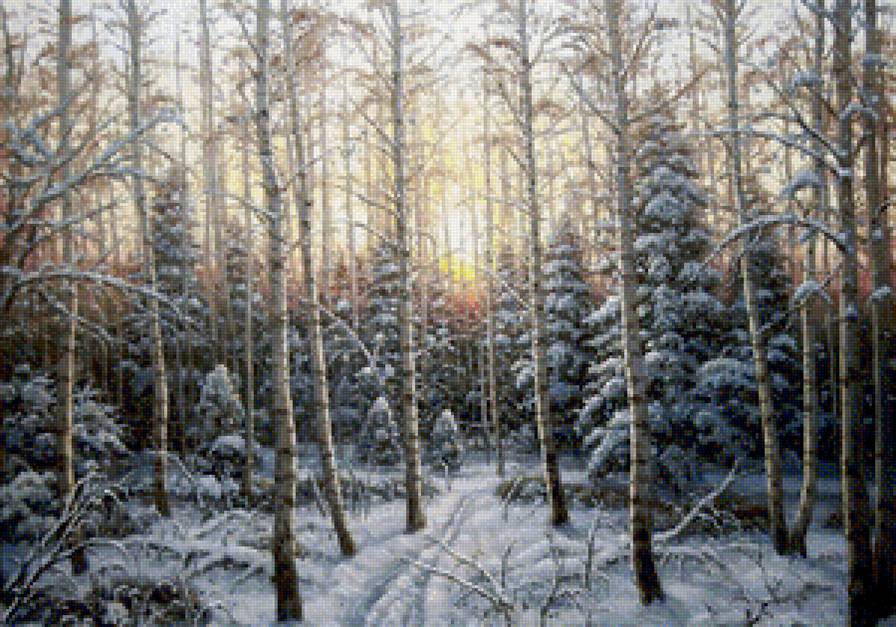 зимний пейзаж - лес, пейзаж, зима - предпросмотр