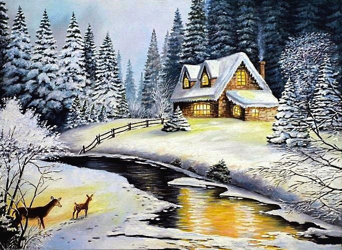 home sweet home - зима, home sweet home, снег, пейзаж, дом - оригинал
