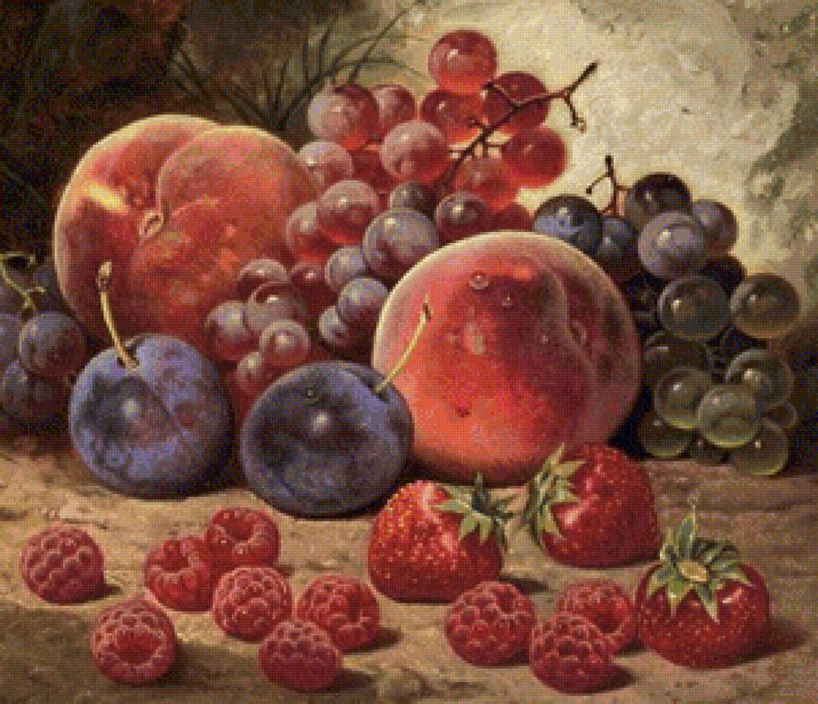 фрукты - виноград, фрукты, натюрморт, картина - предпросмотр