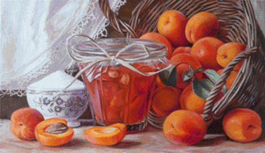 Абрикосовый конфитюр - для кухни, ягоды, абрикосы, натюрморт, фрукты, варенье, корзина - предпросмотр
