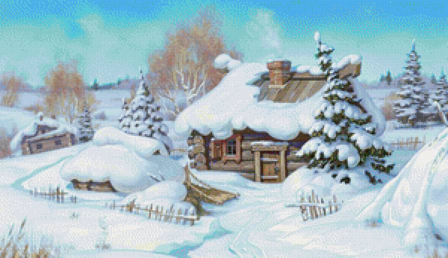 деревенский пейзаж, зима - природа, зима, пейзаж - предпросмотр