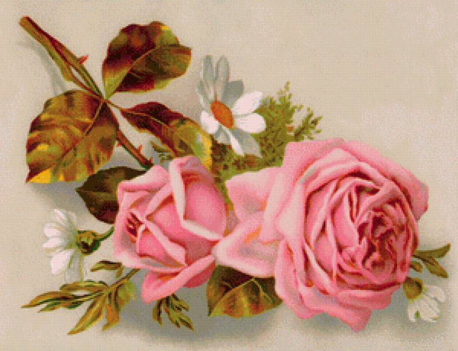 букетик - розы, ромашки, цветы - предпросмотр