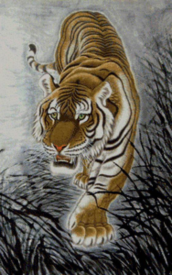 тигр (китайская живопись) - предпросмотр