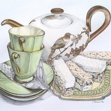 Оригинал схемы вышивки «чаепитие» (№1173301)