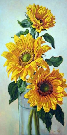 Солнечный букет - цветы, букет, подсолнухи, солнышки, цветы в вазе, лето, живопись - оригинал