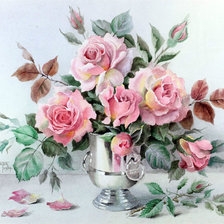Оригинал схемы вышивки «акварельные розы» (№1178197)