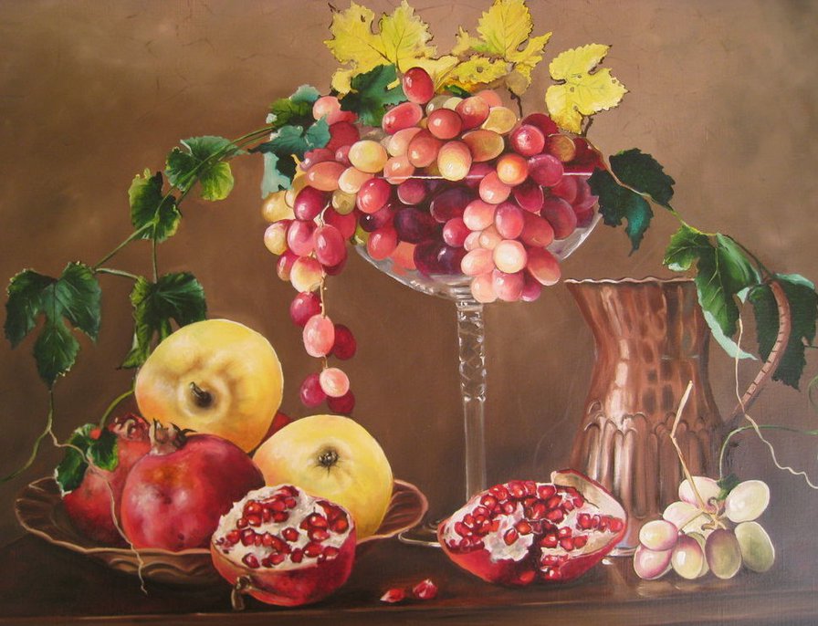 натюрморт с фруктами - фрукты, натюрморт, виноград - оригинал