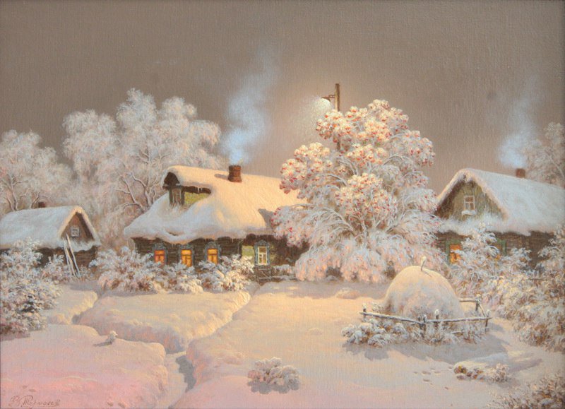 Зима в деревне - зима, зимний пейзаж, деревня - оригинал