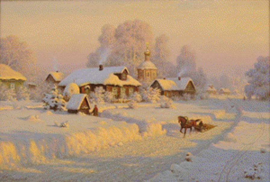 Зимняя дорога - зимний пейзаж, зима. деревня - предпросмотр