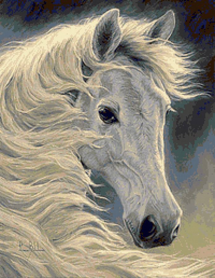 белая лошадь - лошадь, конь - предпросмотр