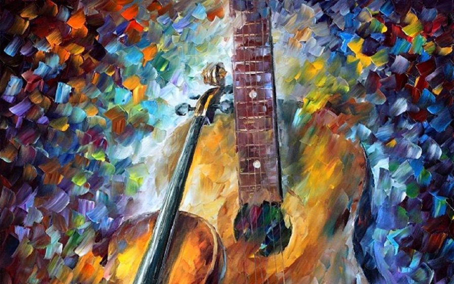 "Гитара и скрипка" часть 1 - афремов, гитара, скрипка, картина - оригинал