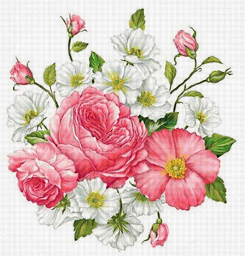 роза нежная - белые цветы, букет, роза, подушка, анемон, розовые цветы, розы, анемоны - предпросмотр