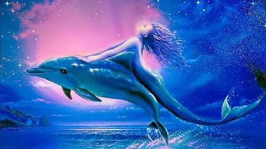 Дельфин и русалка - дельфин, русалка, море - оригинал