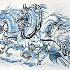 Оригинал схемы вышивки «три белых коня» (№1186847)
