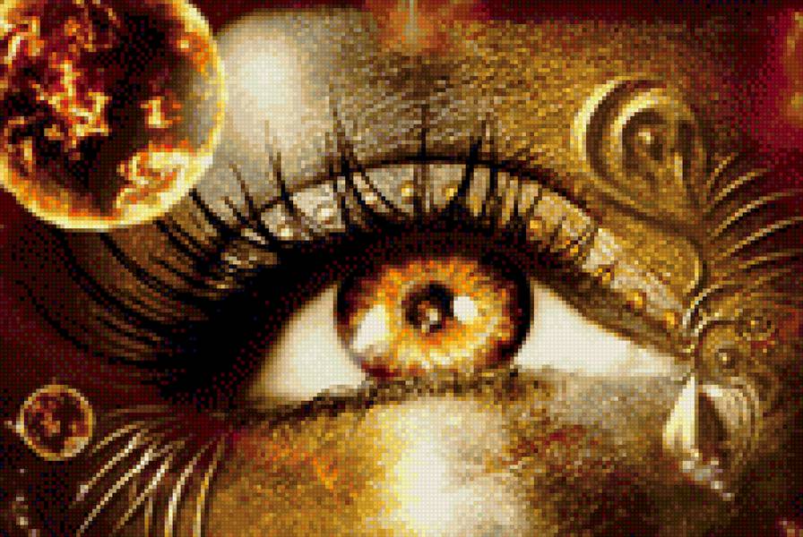 золотой глаз - глаз, фентези, планеты - предпросмотр