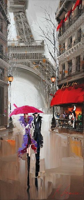 Париж мир дождя и счастья - париж, зонтик, дождь - оригинал