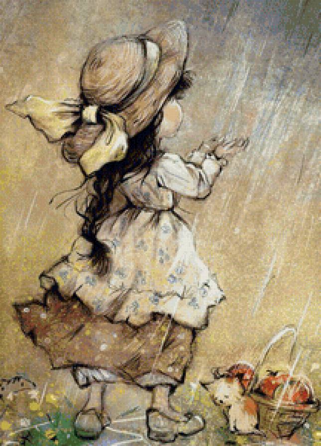летний дождь - дети, картина - предпросмотр