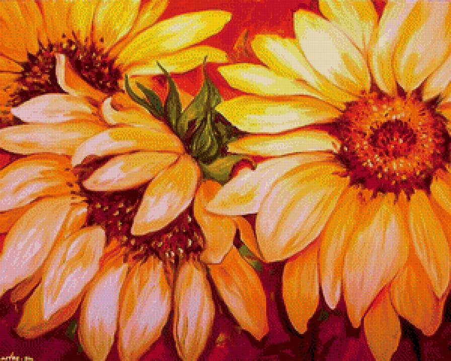 подсолнухи - цветы, картина, живопись, подсолнухи, осень - предпросмотр