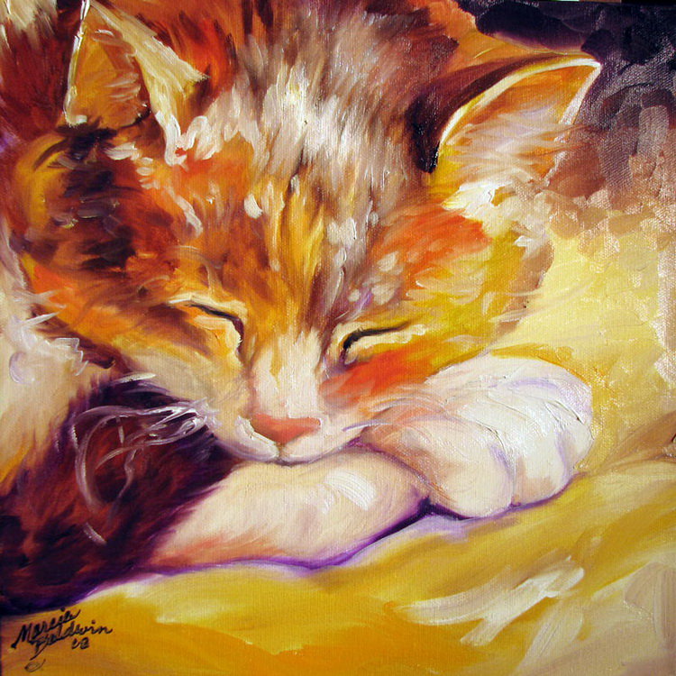 сладкий сон - кошка, живопись, домашние животные, картина - оригинал