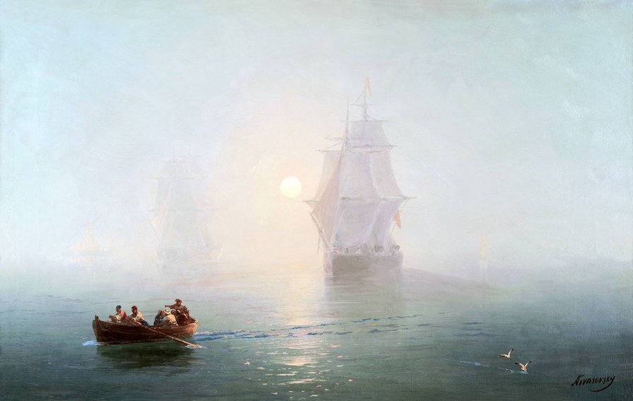 И.К. Айвазовский картина "военный корабль" - пейзаж - оригинал