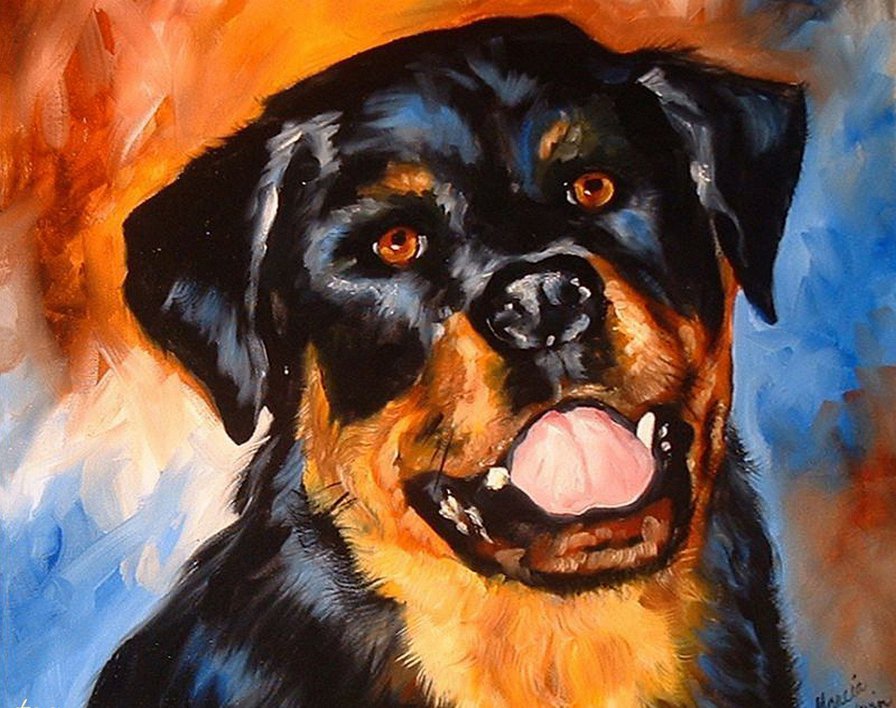 собака - живопись, картины, собака, домашние животные - оригинал