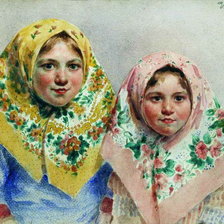 Оригинал схемы вышивки «Иван Семенович Куликов. Две девочки 1913.» (№1199854)