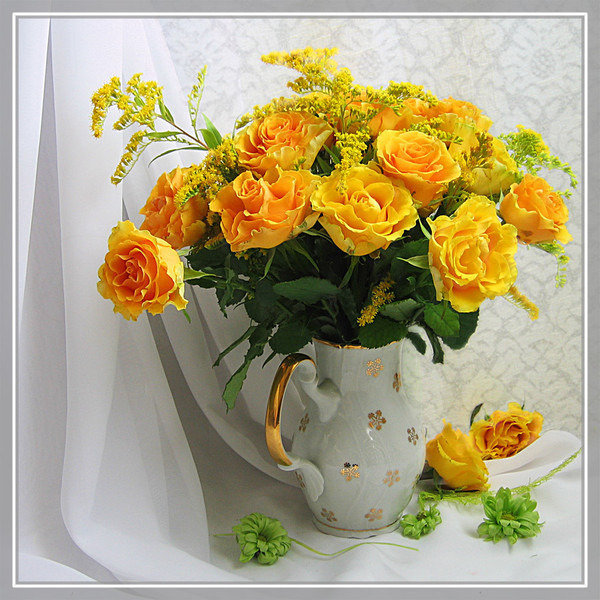 желтые розы - цветы, желтые розы, картина, розы, живопись, лето - оригинал
