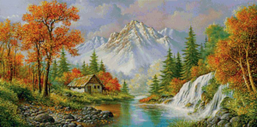 на заимке - лес, горы, дом, осень, пейзаж, река - предпросмотр