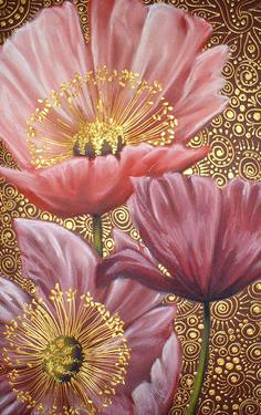 Диптих "Маки" - полевые цветы, цветы, панель, маки, панно, мак, диптих, розовые цветы - оригинал