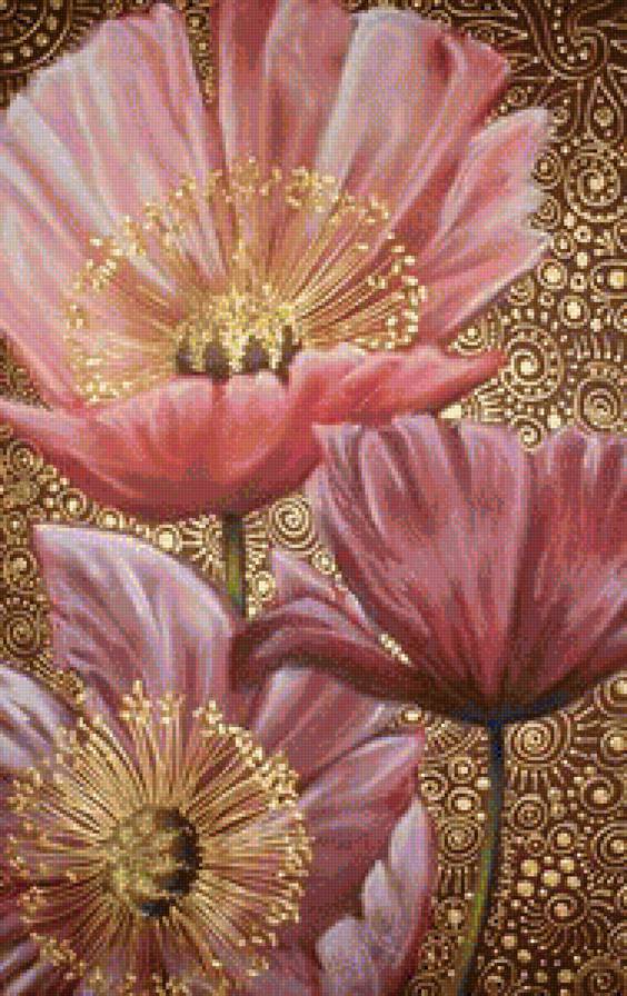 Диптих "Маки" - розовые цветы, панель, маки, мак, панно, полевые цветы, цветы, диптих - предпросмотр