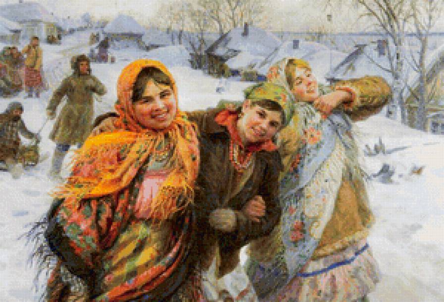 Русские красавицы - люди, картина, зима - предпросмотр