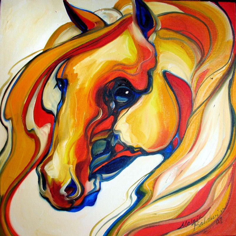 лошадь - конь, лошадь, панно, живопись, домашние животные, картины - оригинал