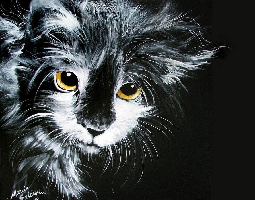 черный кот - картины, домашние животные, подушка, панно, кошка, кот, живопись - оригинал