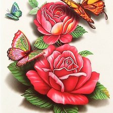 Оригинал схемы вышивки «бабочки и цветы» (№1215216)
