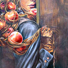 Схема вышивки «девушка с яблоками»