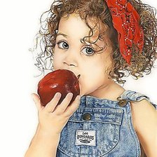 Оригинал схемы вышивки «Девочка с яблоком» (№1216230)