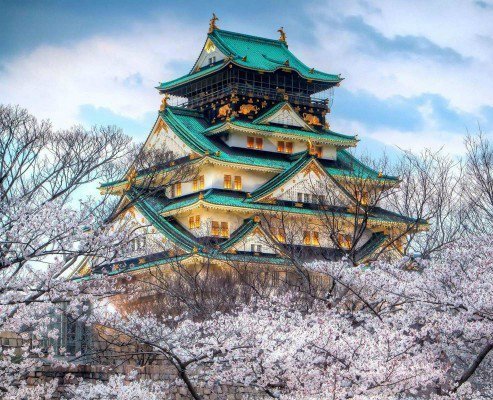 Замок Осака - замок, природа, пейзаж - оригинал