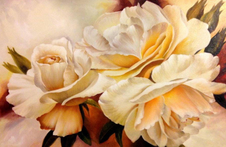Белые розы - розы, букет, цветы - оригинал